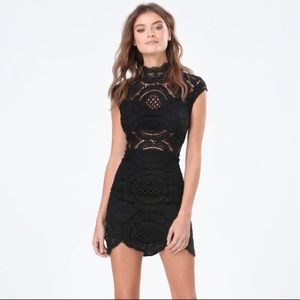 Bebe Black Crochet Lace Mini Dress